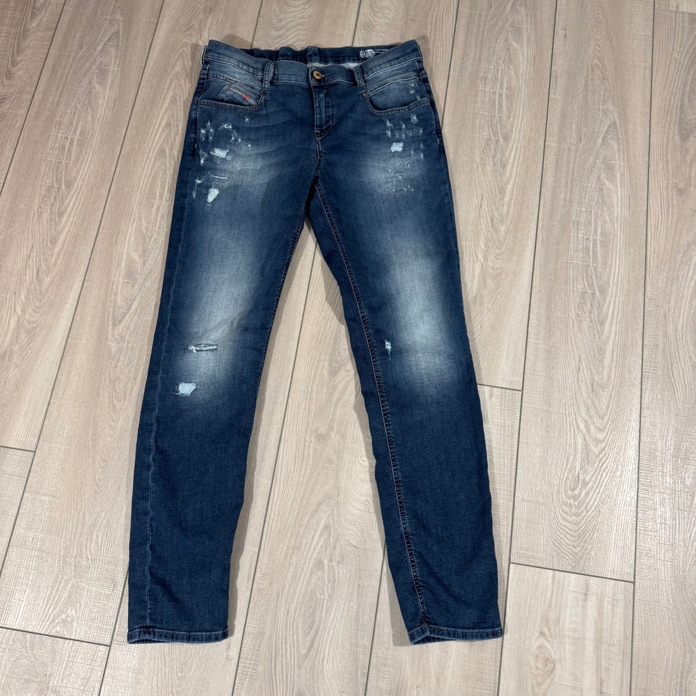 Diesel Belthy-Ne Jogg Jeans Women W29 Medium Blue Wash Distressed Stretch Denim